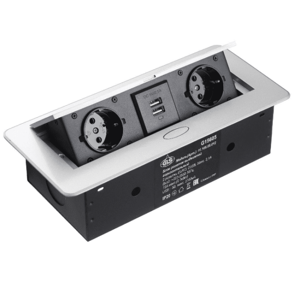 Лючок 2 розетки с USB-разъемами